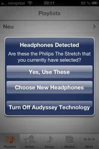 Audyssey Media Player Kopfhörer erkennen